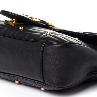Gucci Calfskin Matelasse Studded Medium GG Marmont Shoulder Bag Black 9 of 12
