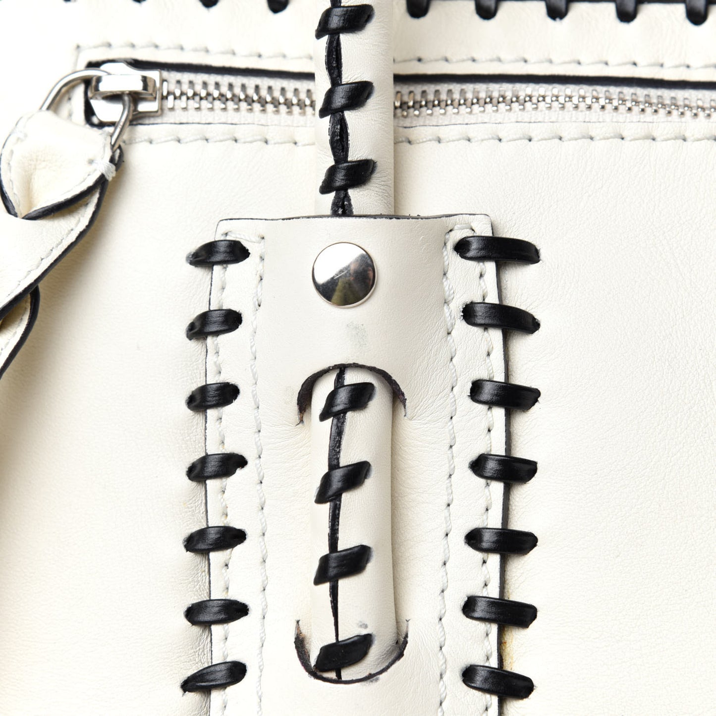 Calfskin Whipstitch Folk Tote White