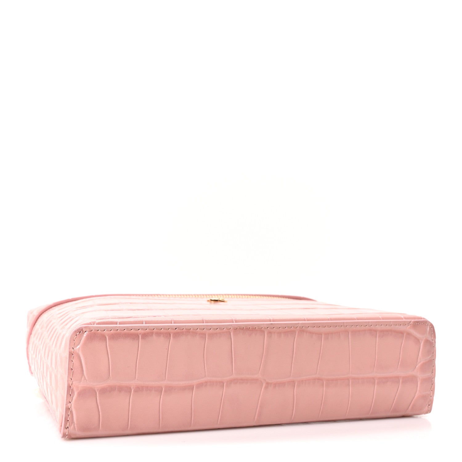 Chanel Calfskin Crocodile Embossed Crococo Top Handle Slim Vanity Case With Chain Pink 4 of 11