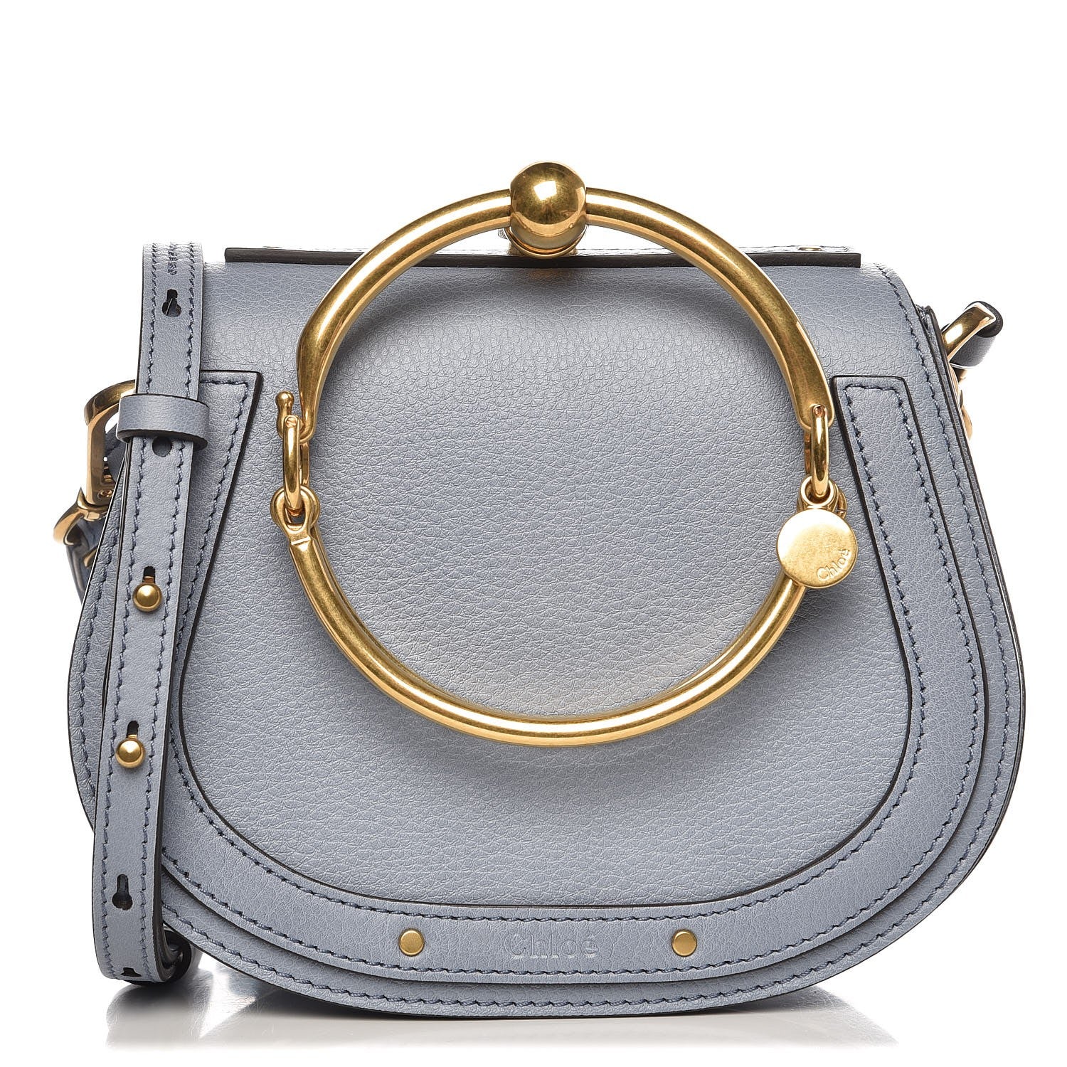 Chloe Calfskin Suede Small Nile Bracelet Bag Washed Blue 1 of 7