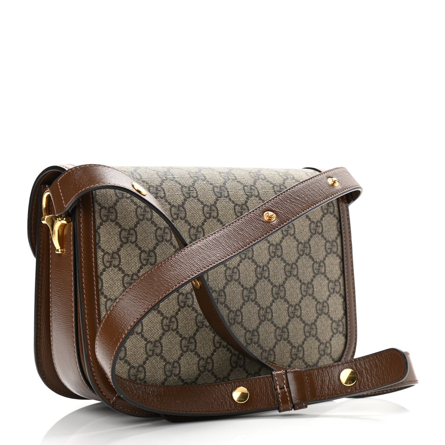 Gucci GG Supreme Monogram Horsebit 1955 Shoulder Bag Beige Brown Sugar 3 of 14