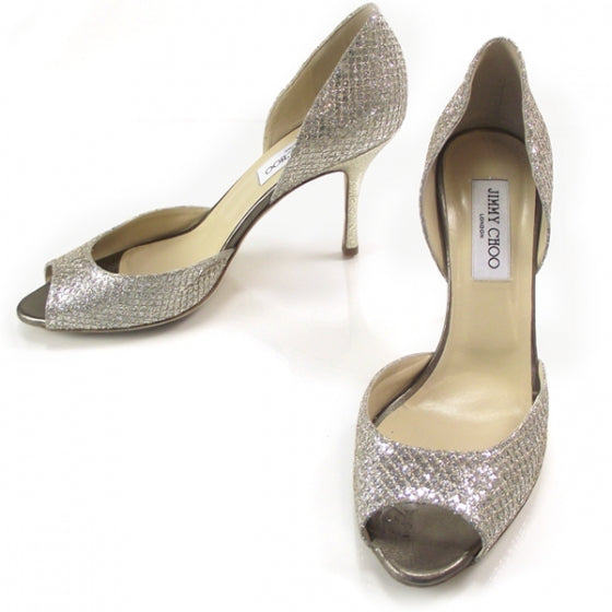 Jimmy Choo Logan Silver Glitter DOrsay Heels 39.5 1 of 7