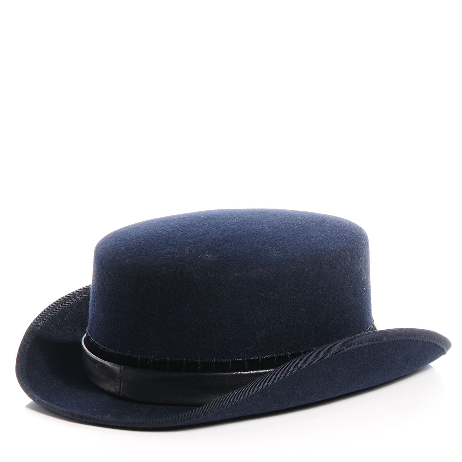 Chanel Rabbit Fur Felt Lambskin Ribbon Paris Dallas Hat Small Navy 4 of 7