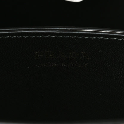 Prada Saffiano Cuir Medium Panier Bucket Bag Bianco Black 6 of 9