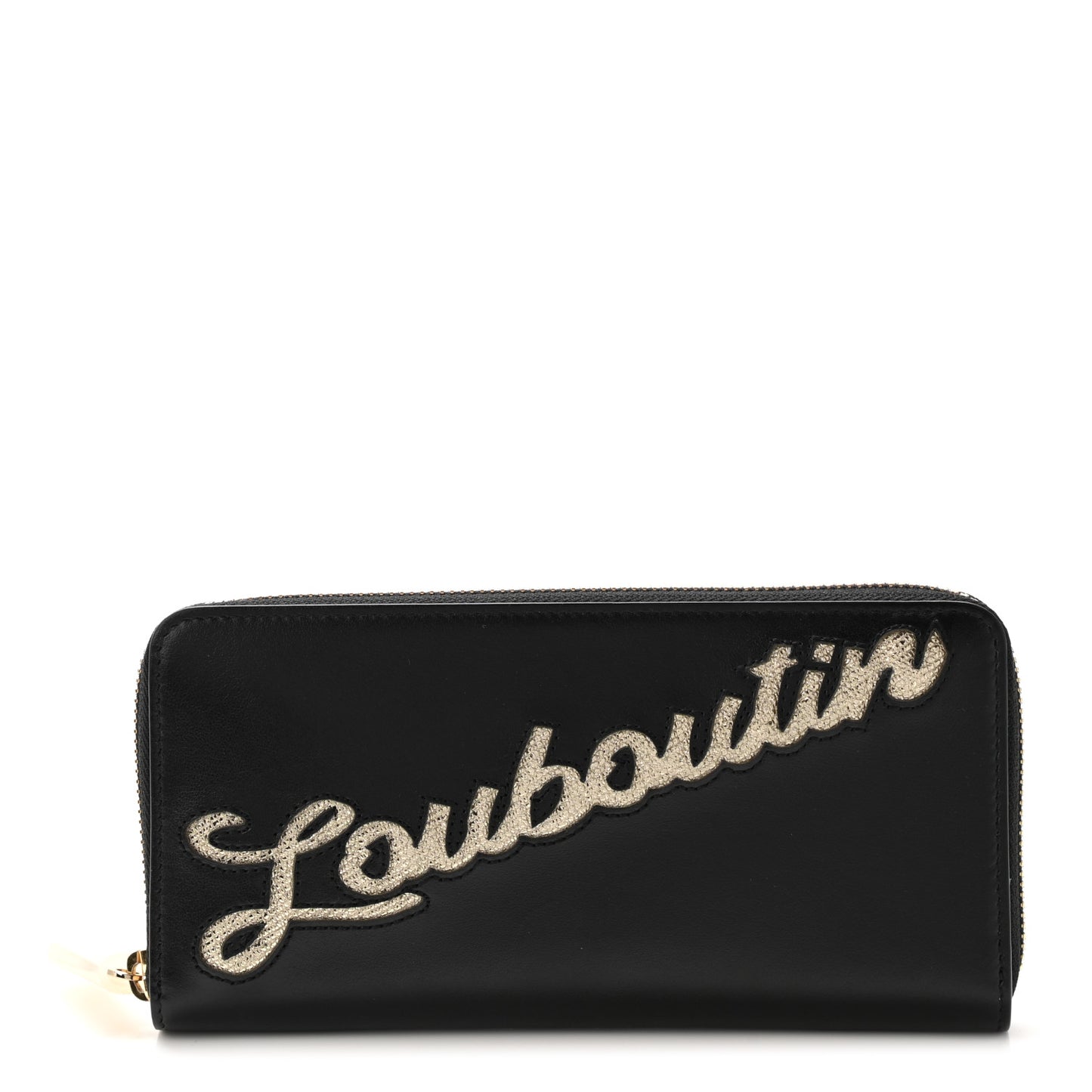 Calfskin Panettone Logo Zip Around Wallet Black Platine