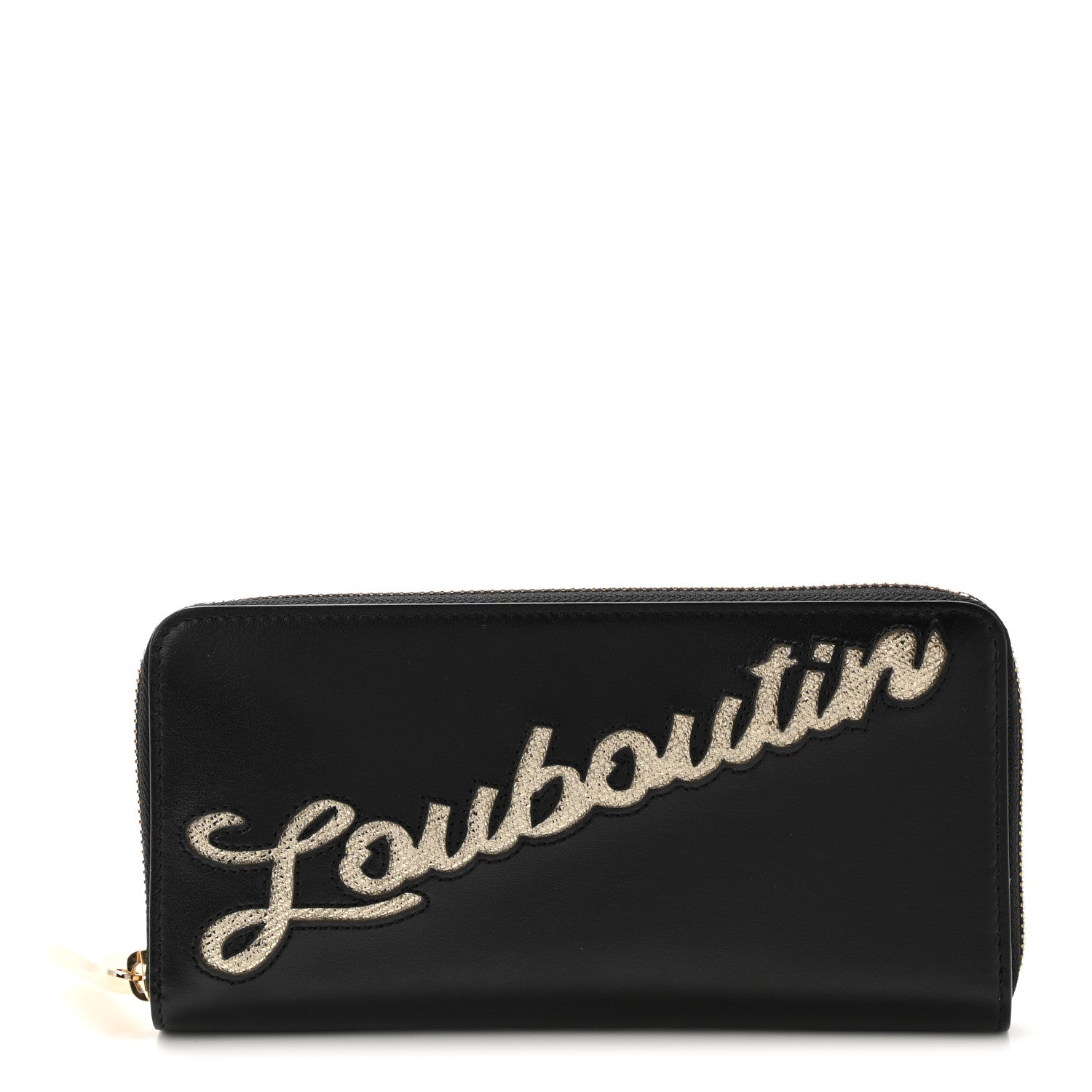 Christian Louboutin Calfskin Panettone Logo Zip Around Wallet Black Platine 1 of 8