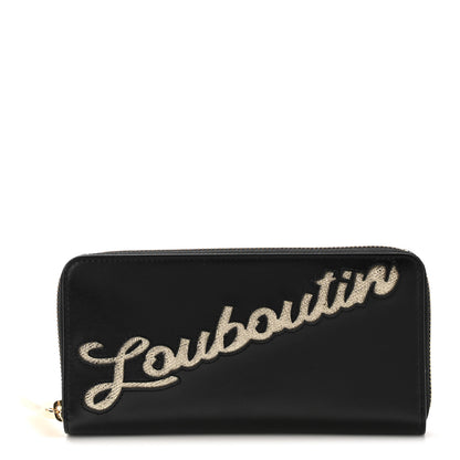 Christian Louboutin Calfskin Panettone Logo Zip Around Wallet Black Platine 1 of 8