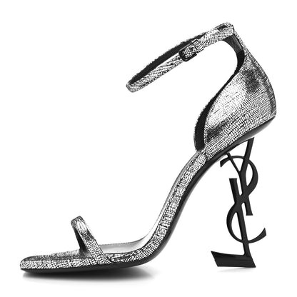 Saint Laurent Metallic Calfskin Opyum 110 Sandals 37 Argento 1 of 7