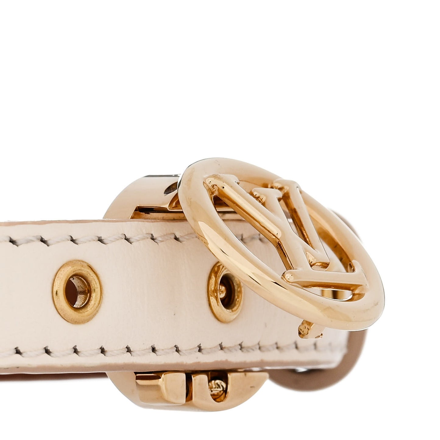 Calfskin LV Circle Bracelet 17 White