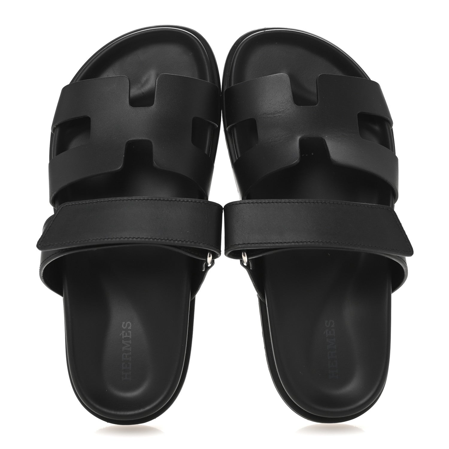 Hermes Calfskin Womens Chypre Sandals 36.5 Black 2 of 10