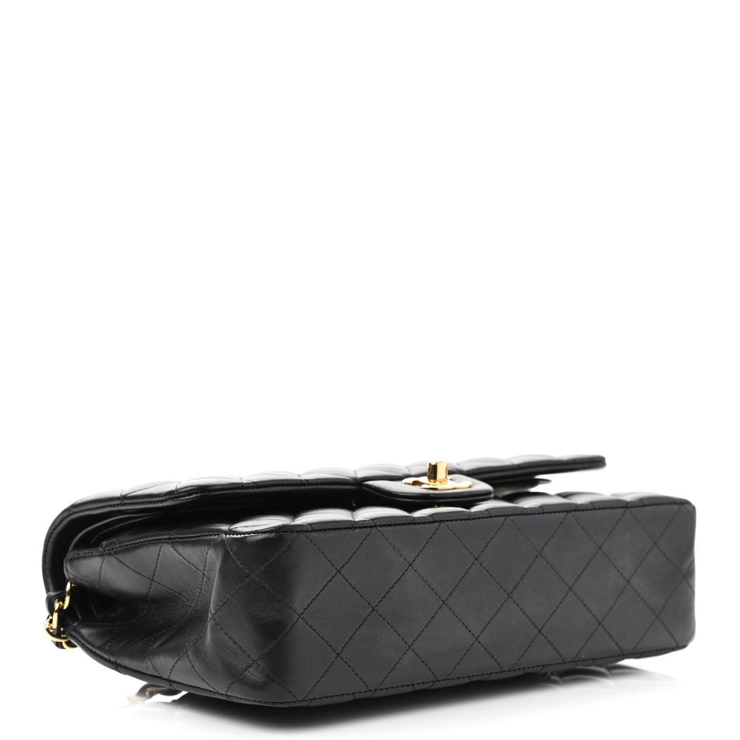 Lambskin Quilted Medium Double Flap Black