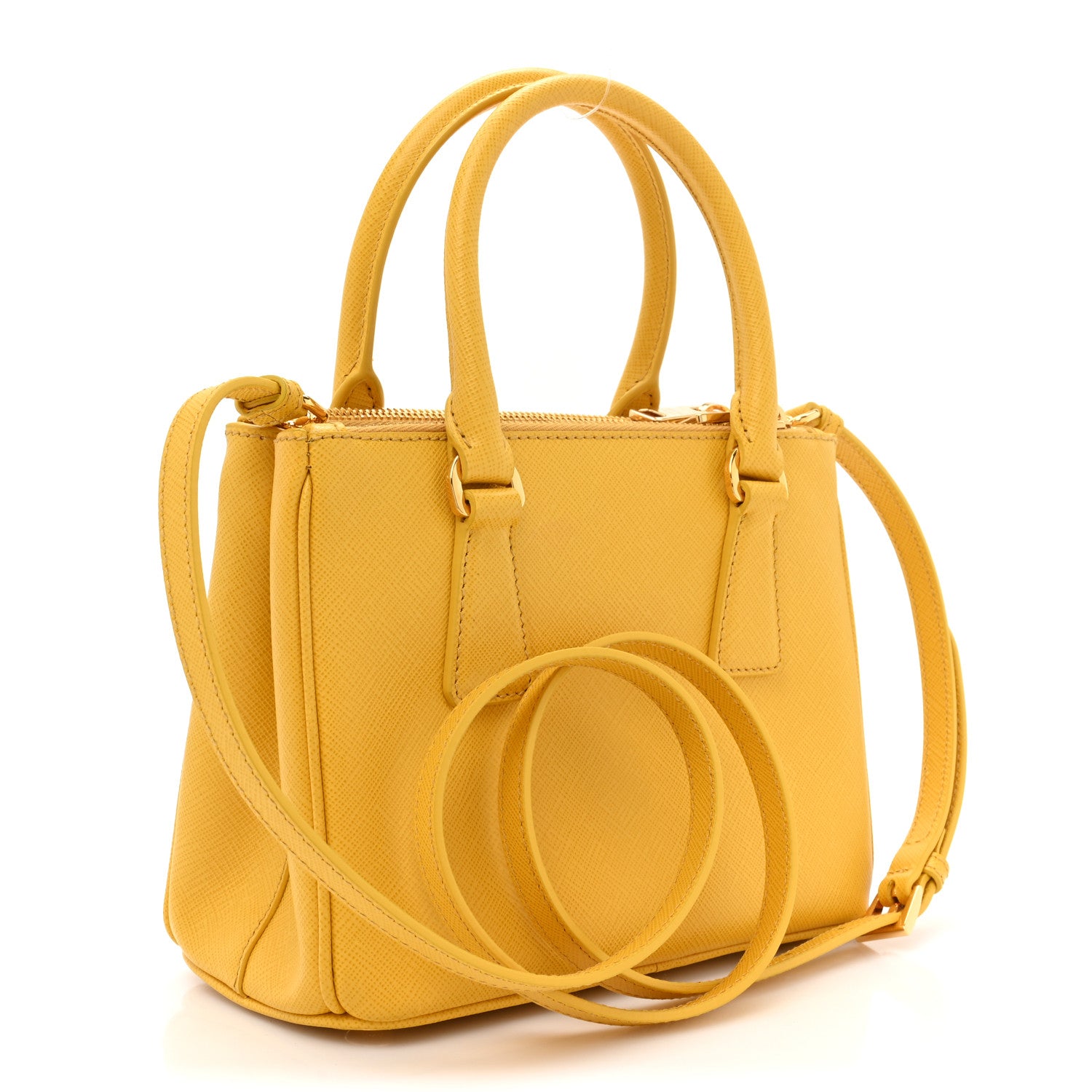 Prada Saffiano Lux Mini Galleria Double Zip Tote Soleil 3 of 13