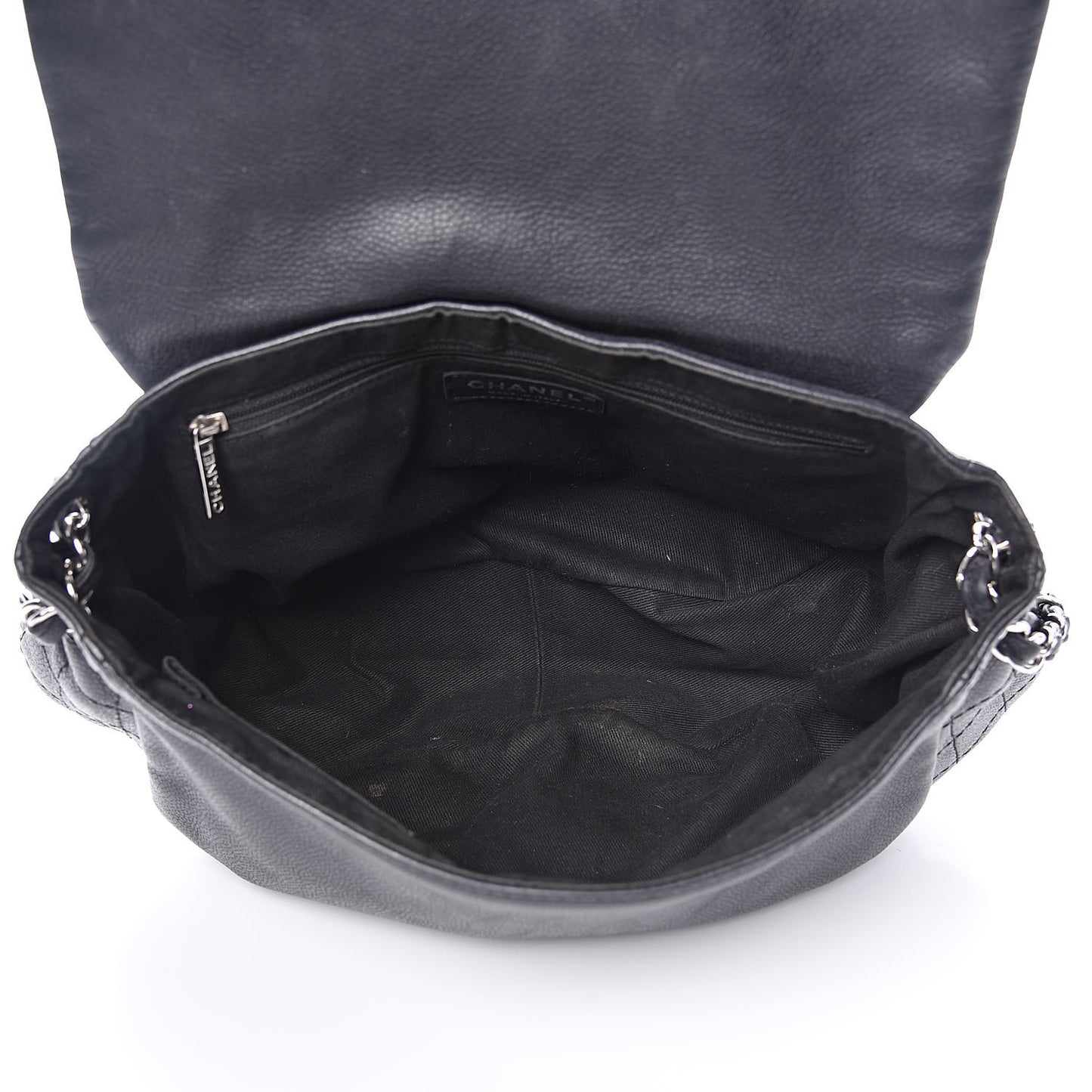 Caviar Half Moon Large Flap Black