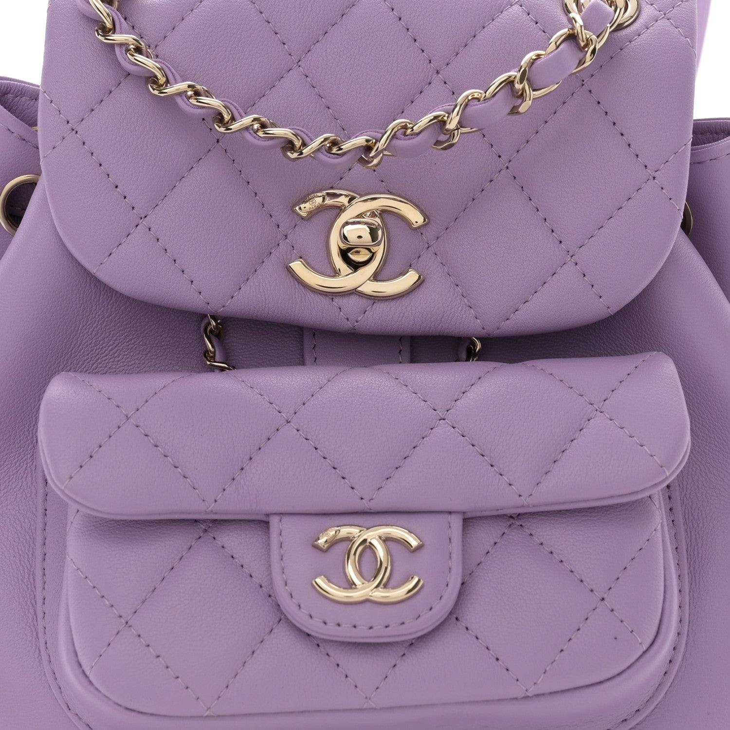 Chanel Lambskin Quilted Small Duma Drawstring Backpack Light Purple 8 of 10