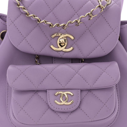 Chanel Lambskin Quilted Small Duma Drawstring Backpack Light Purple 8 of 10