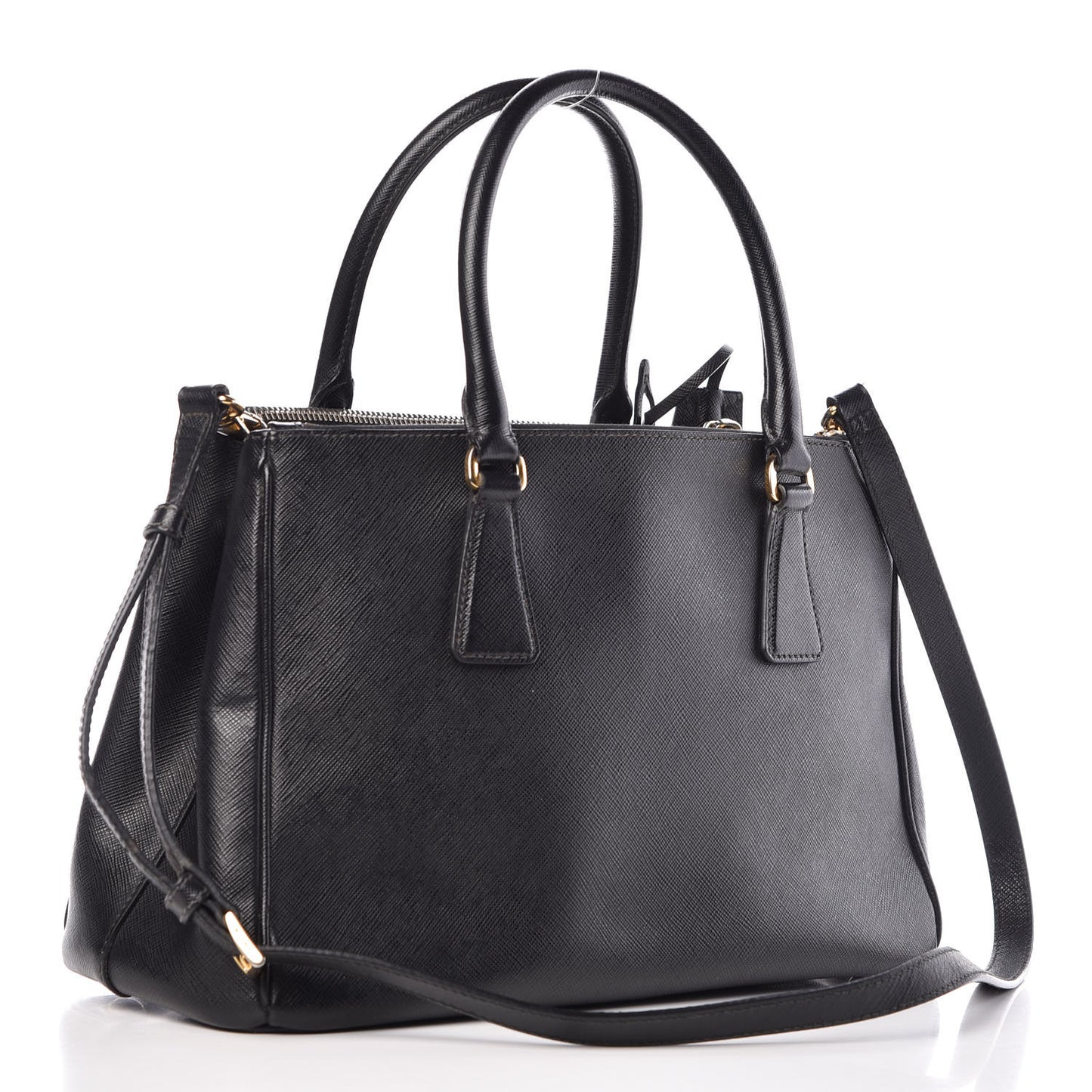 Saffiano Small Galleria Double Zip Tote Black