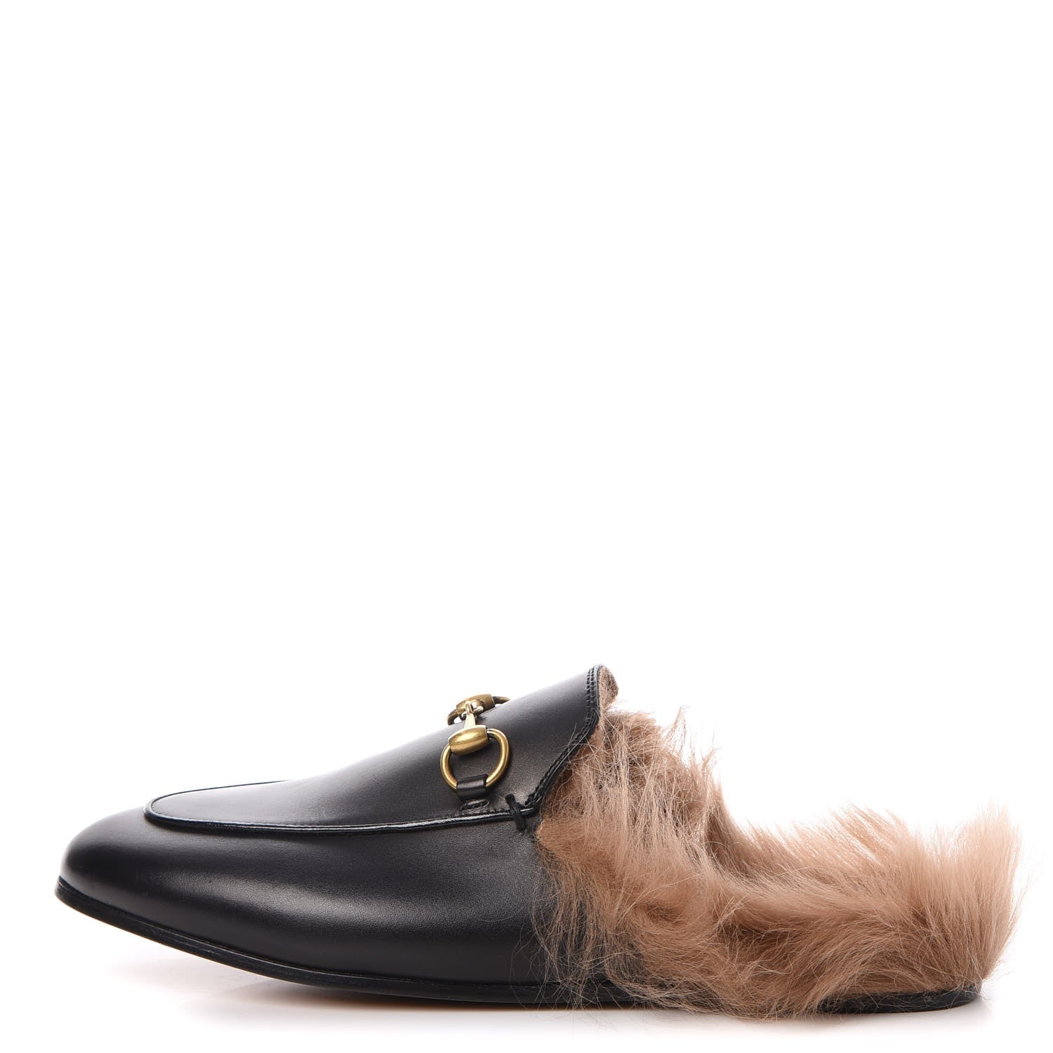 Gucci Calfskin Fur Womens Princetown Slippers 36.5 Black 1 of 8