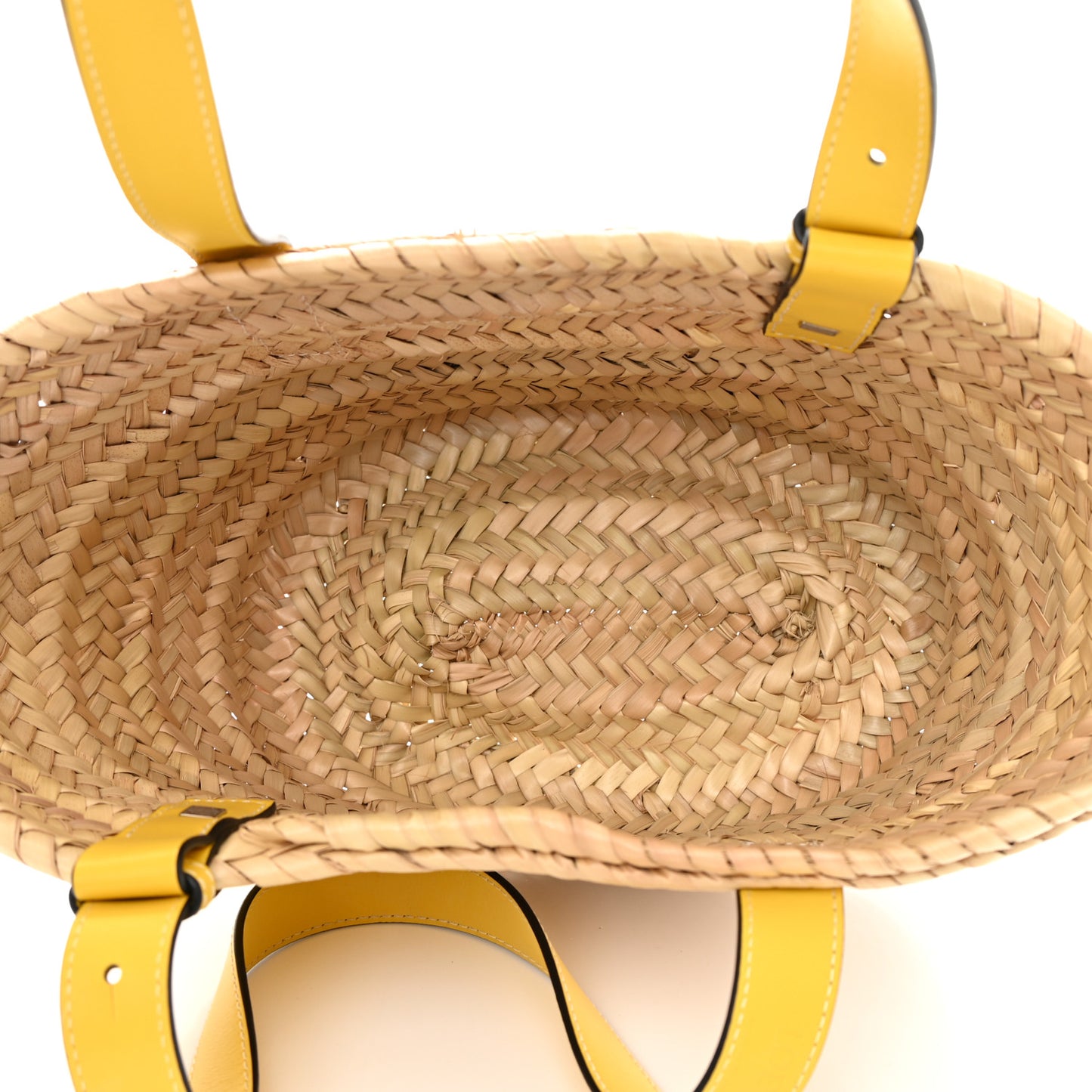 Raffia Small Basket Tote Bag Natural Yellow