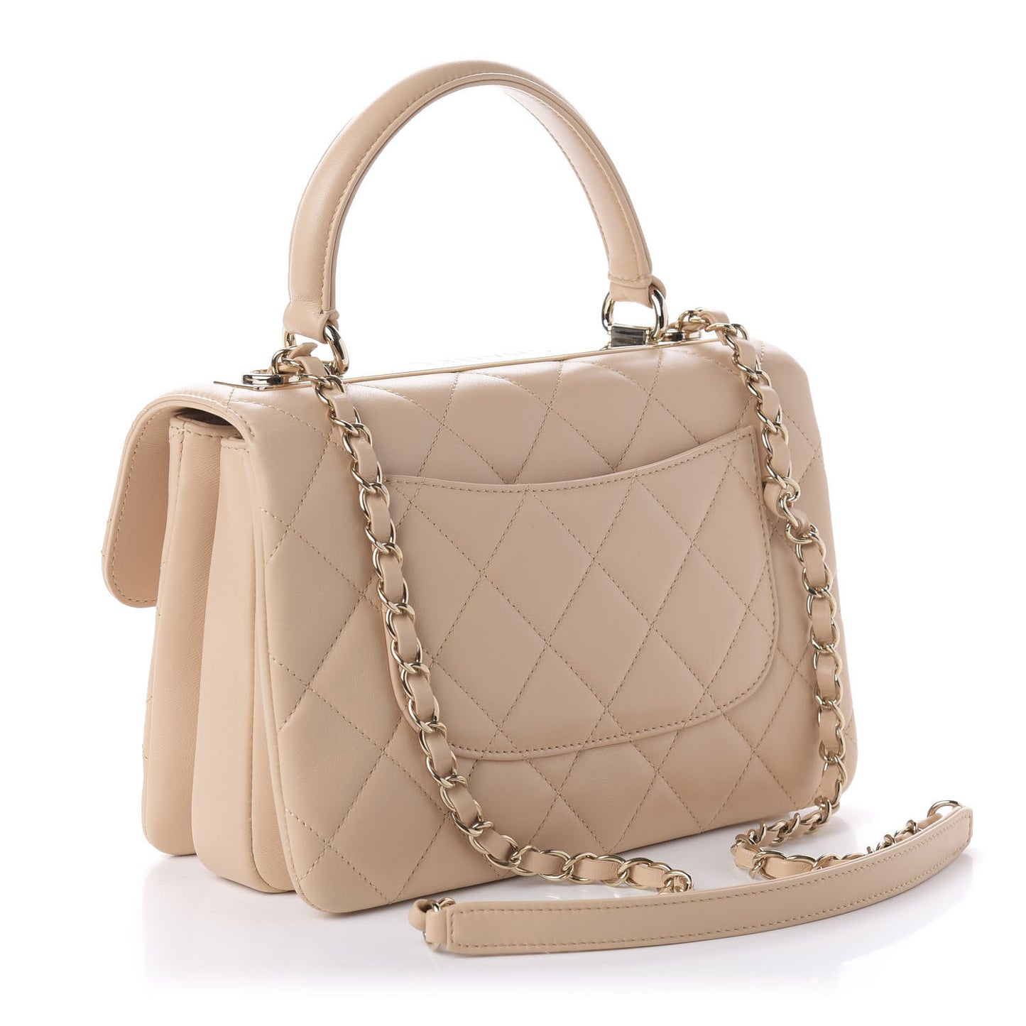 Lambskin Quilted Small Trendy CC Dual Handle Flap Bag Beige