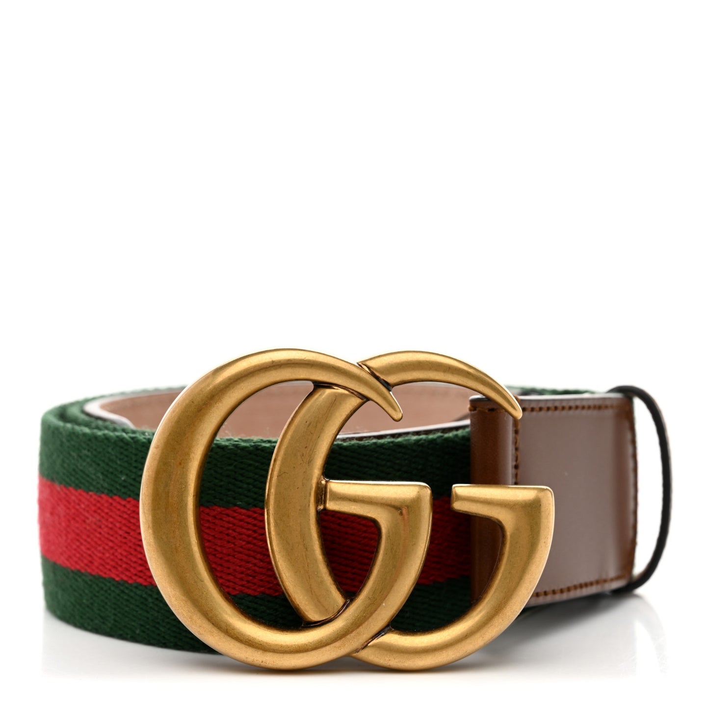 Nylon Calfskin Double G Web 40mm Belt 85 34 Green Red Cuir