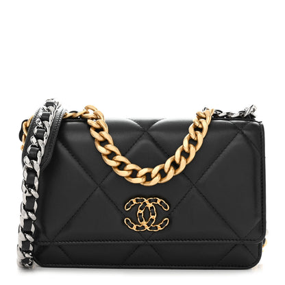 Chanel Lambskin Quilted Chanel 19 Wallet On Chain WOC Black 1 of 13