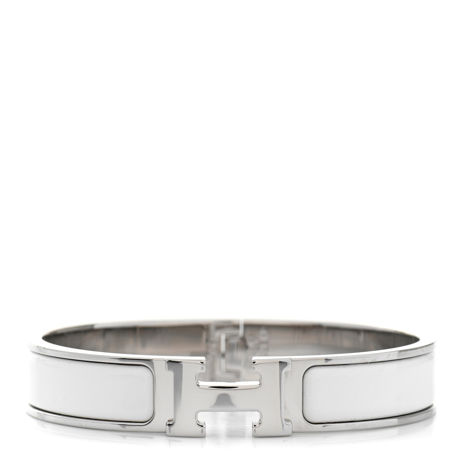 Hermes Enamel Narrow Clic Clac H Bracelet PM White 1 of 4