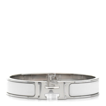Hermes Enamel Narrow Clic Clac H Bracelet PM White 1 of 4