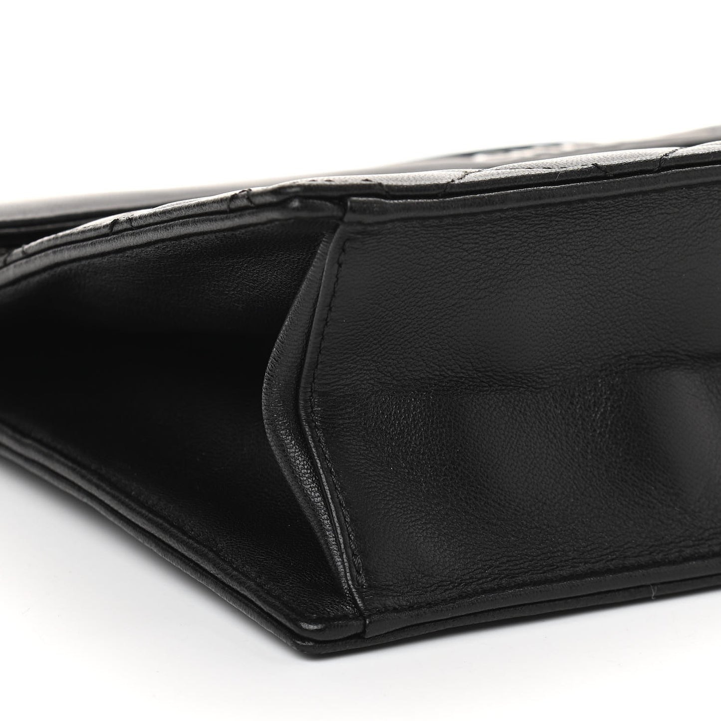 Lambskin Top Handle Logo Flap Black