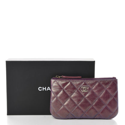 Chanel Iridescent Lambskin Quilted Small Cosmetic Case Purple 8 of 8