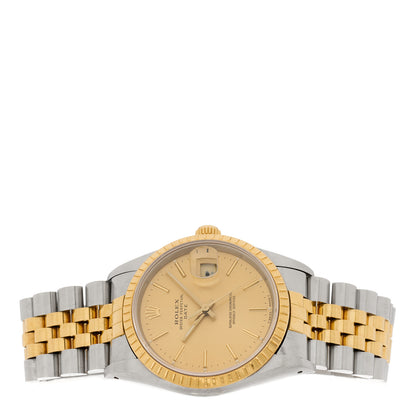 Rolex Stainless Steel 18K Yellow Gold 34mm Oyster Perpetual Date Watch Champagne 15223 2 of 4