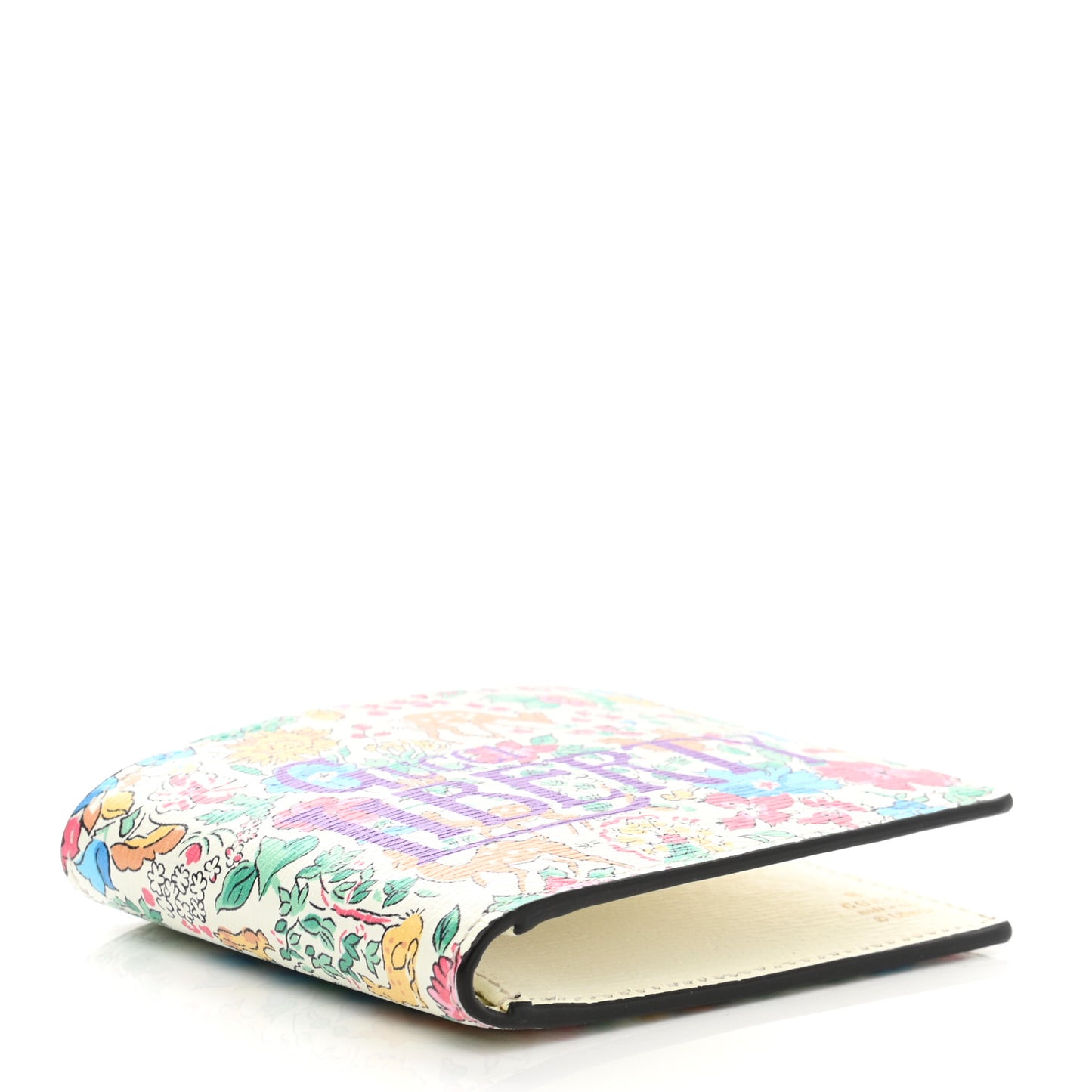 X LIBERTY OF LONDON Calfskin Floral Fawn Print Bi-Fold Wallet Multicolor Purple Ivory