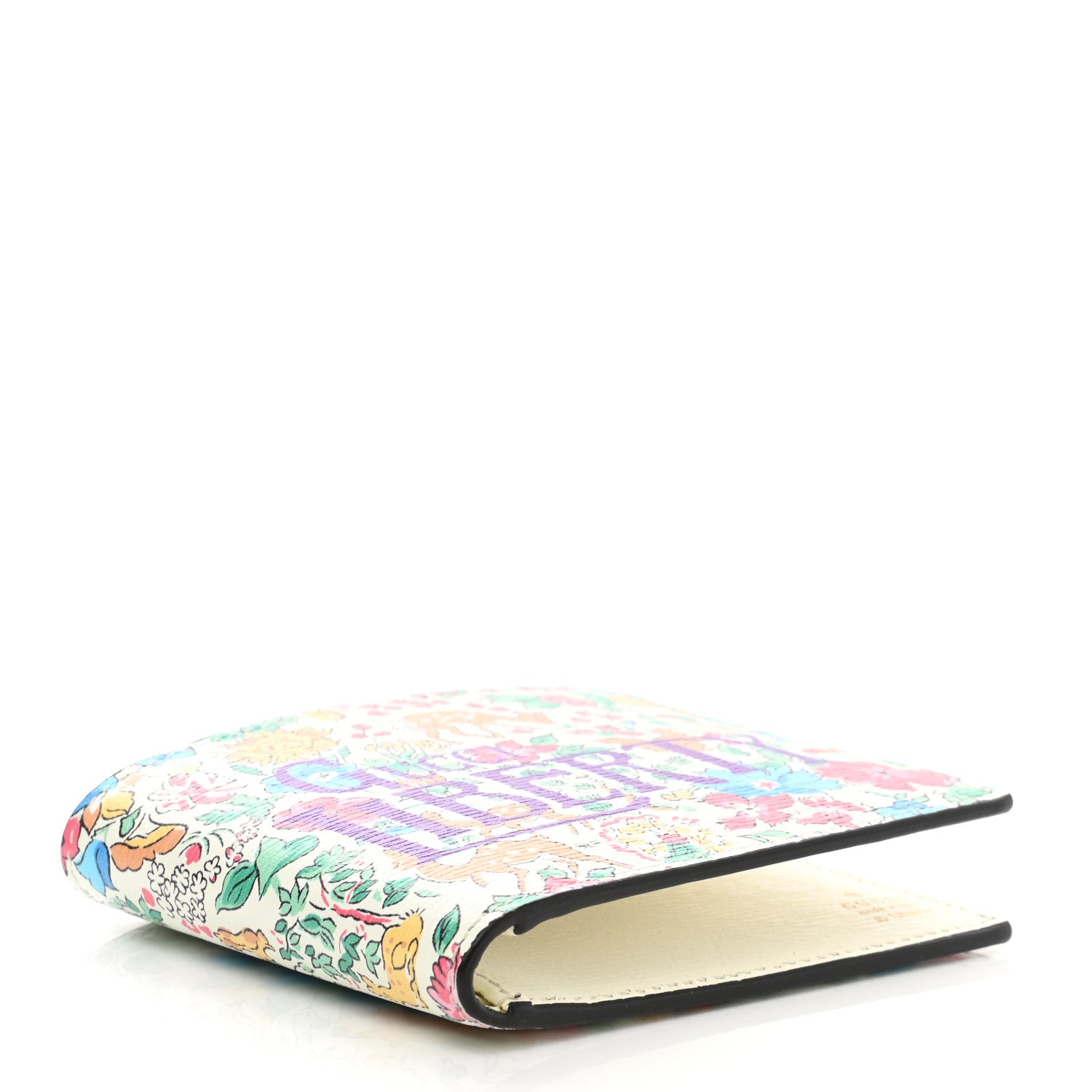 Gucci X LIBERTY OF LONDON Calfskin Floral Fawn Print Bi-Fold Wallet Multicolor Purple Ivory 4 of 8