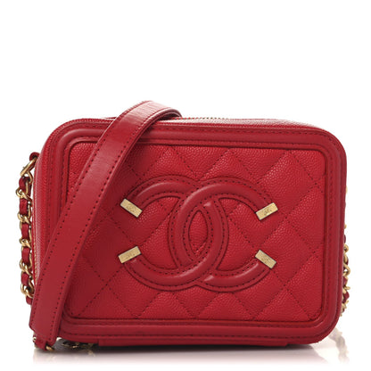 Chanel Caviar Quilted Filigree Vanity Clutch With Chain Red 1 of 11