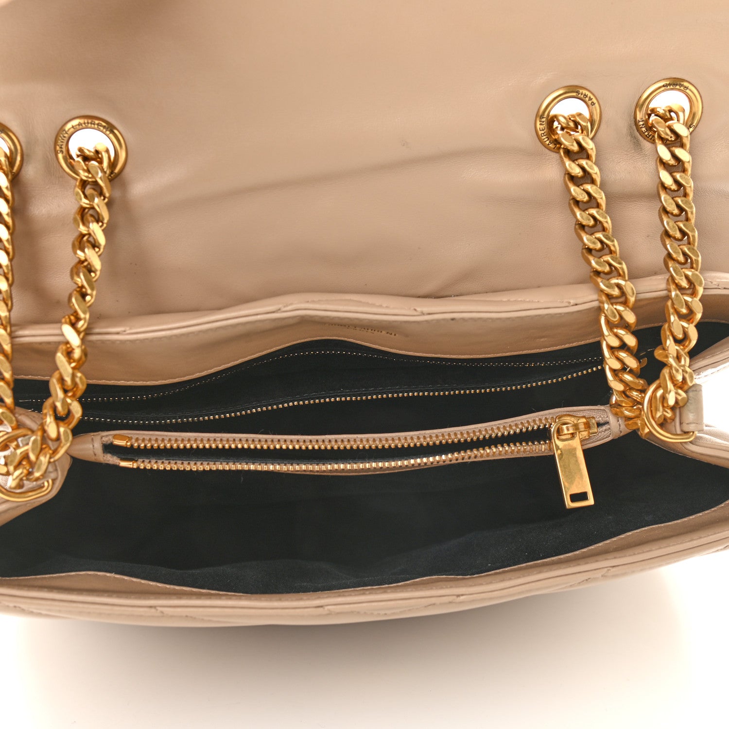 Saint Laurent Calfskin Y Quilted Monogram Medium Loulou Chain Satchel Dark Beige 5 of 10