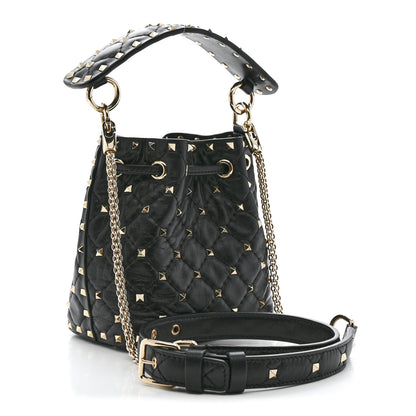 Valentino Garavani Nappa Mini Rockstud Spike Bucket Bag Black 3 of 9