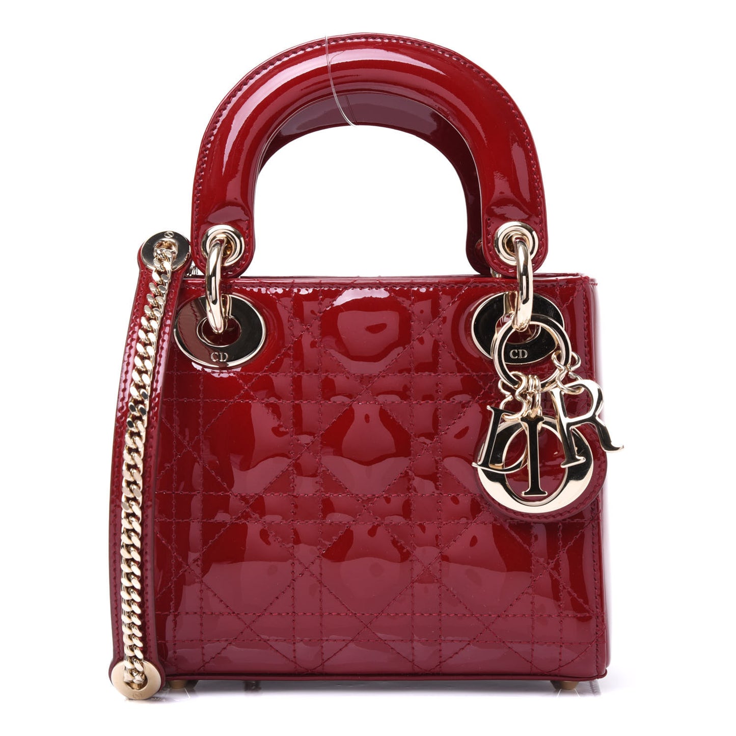 Patent Cannage Mini Lady Dior Red