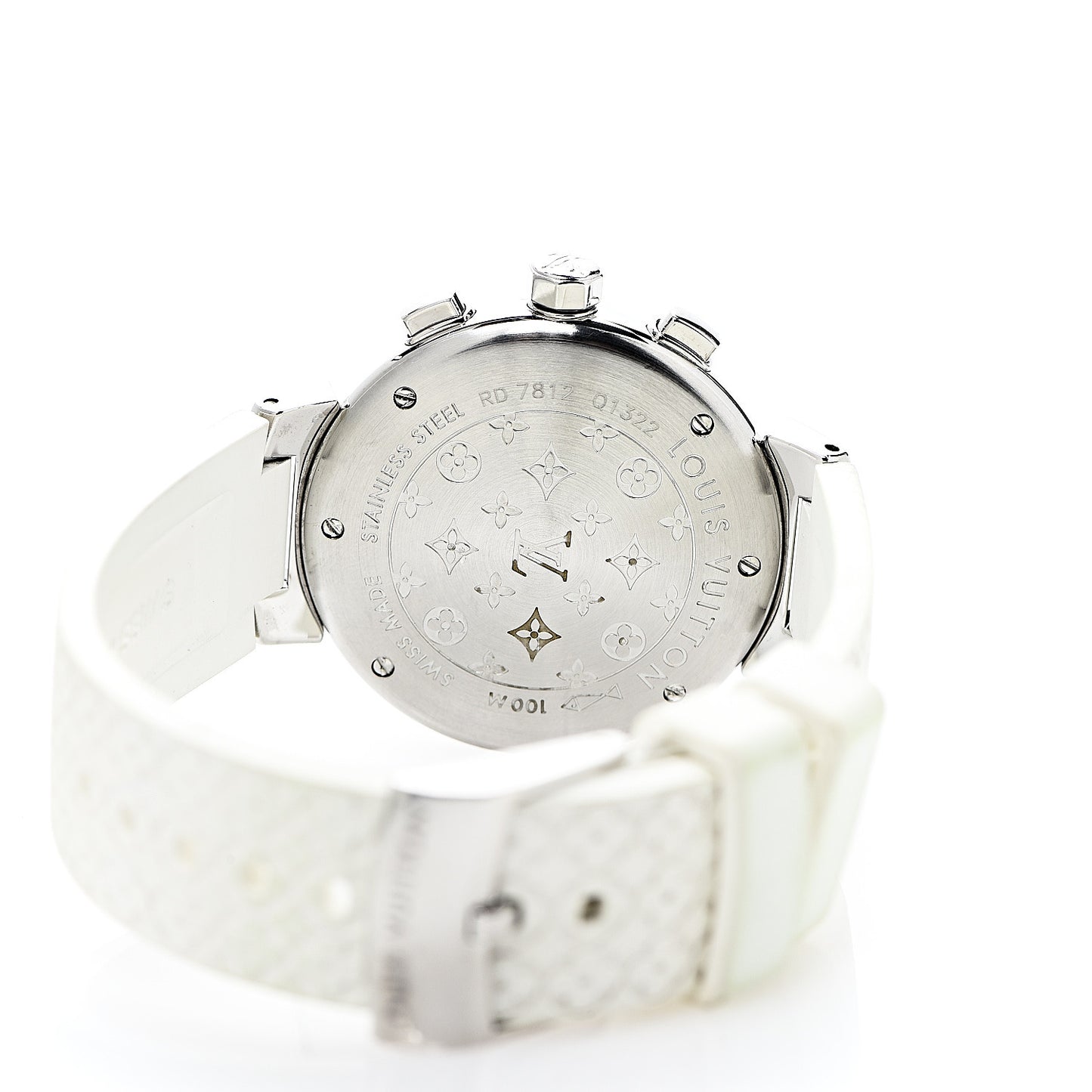 Stainless Steel Rubber 34mm Tambour Chronograph Quartz Watch Champagne