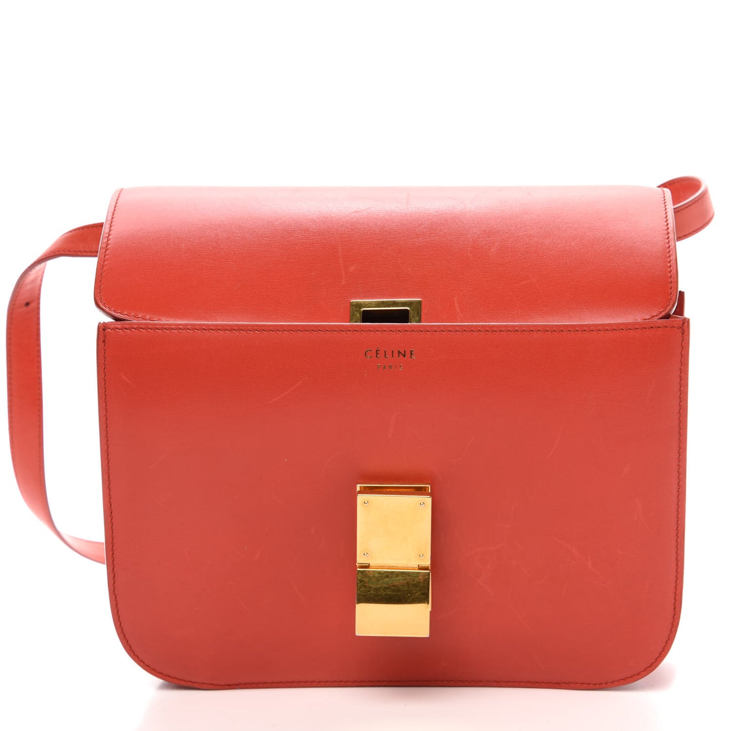 Box Calfskin Medium Classic Box Flap Bag Red