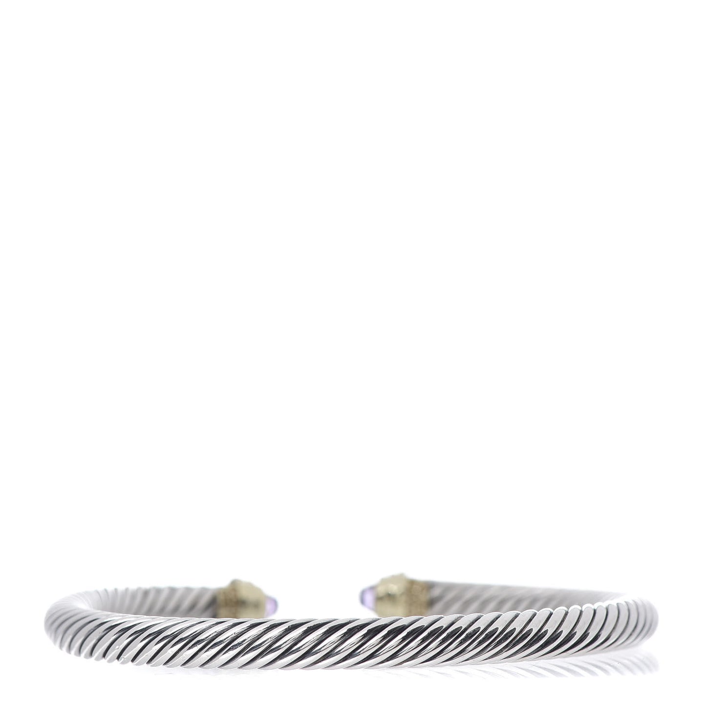 Sterling Silver 14K Yellow Gold Amethyst 5mm Cable Classics Petite Color Bracelet