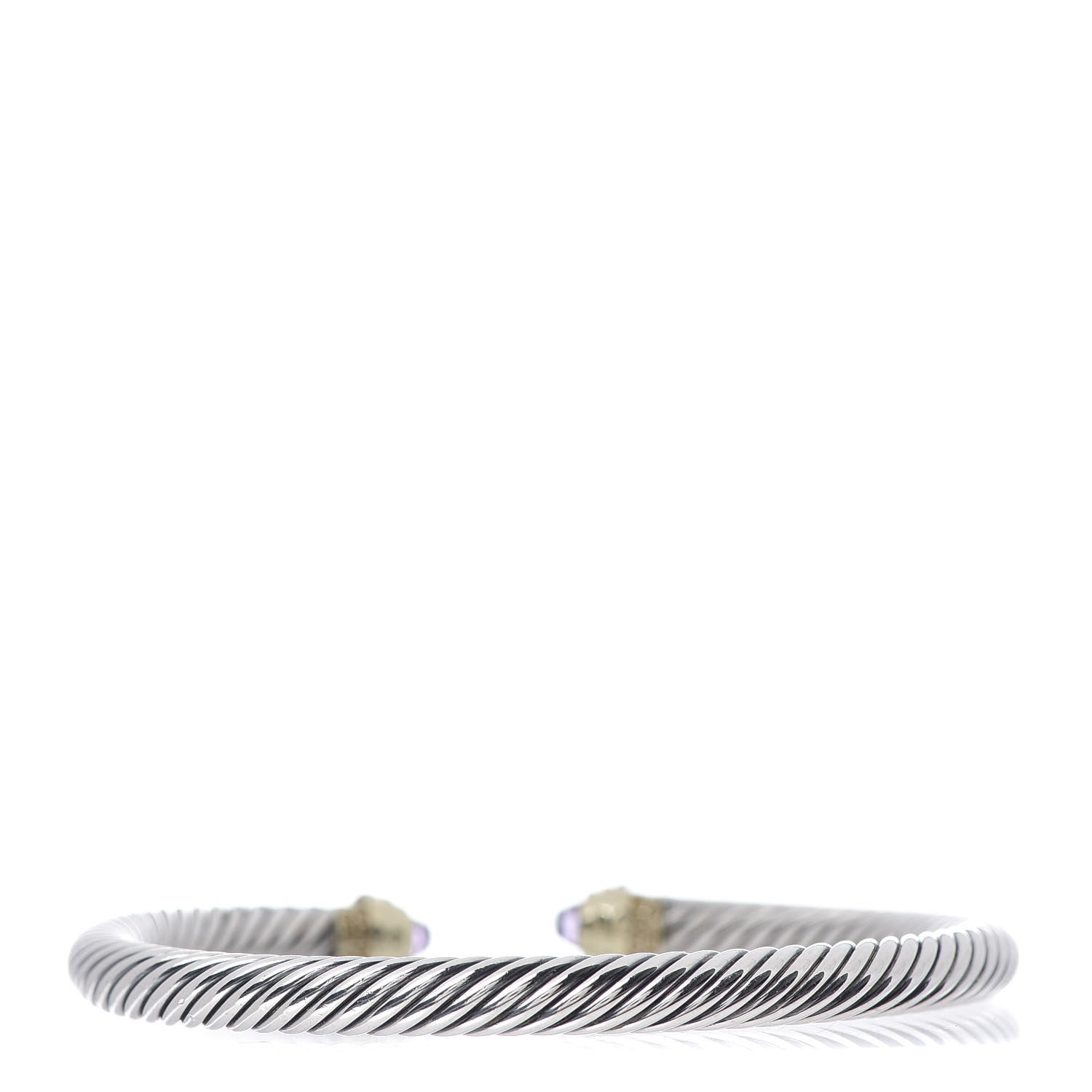 David Yurman Sterling Silver 14K Yellow Gold Amethyst 5mm Cable Classics Petite Color Bracelet 3 of 5