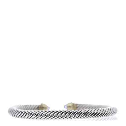 David Yurman Sterling Silver 14K Yellow Gold Amethyst 5mm Cable Classics Petite Color Bracelet 3 of 5
