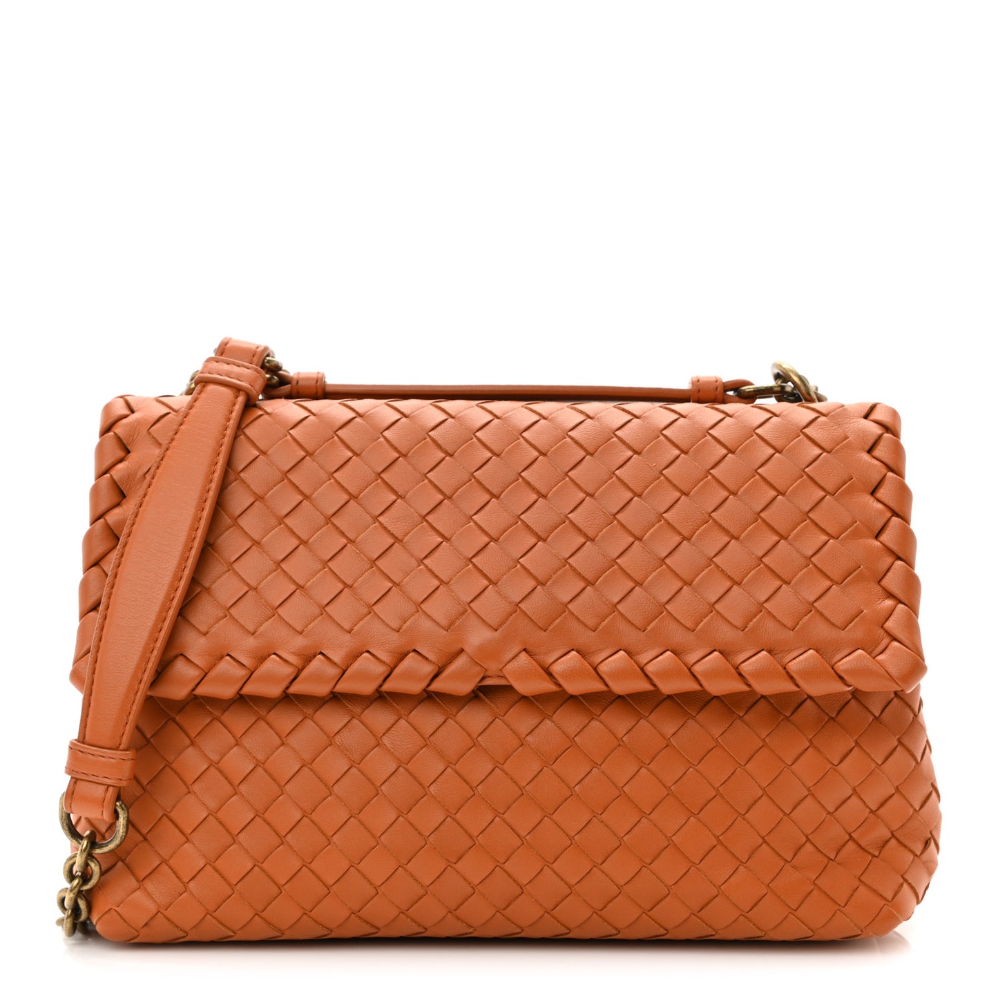 Nappa Intrecciato Small Olimpia Shoulder Bag Orange