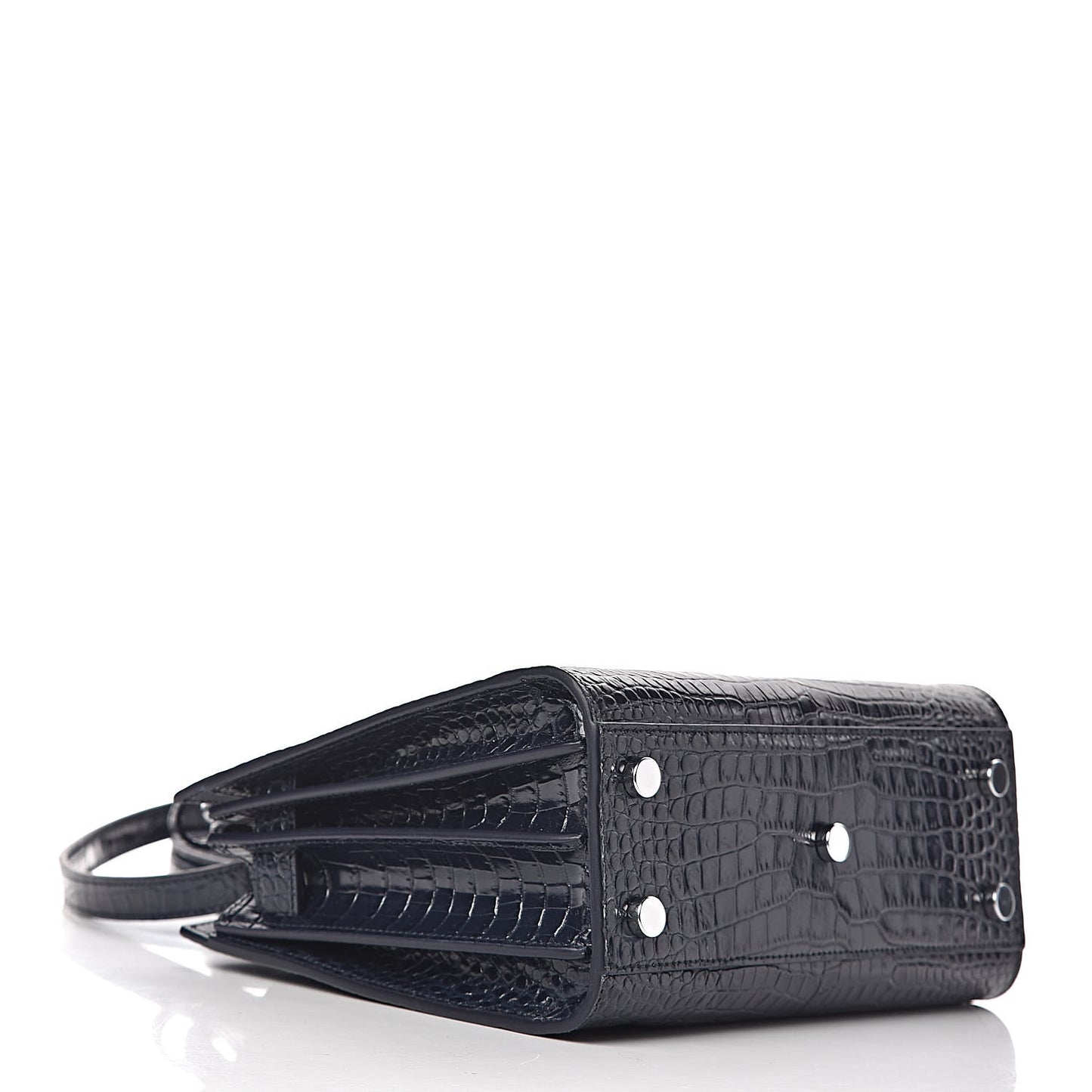 Calfskin Crocodile Embossed Nano Sac De Jour Navy