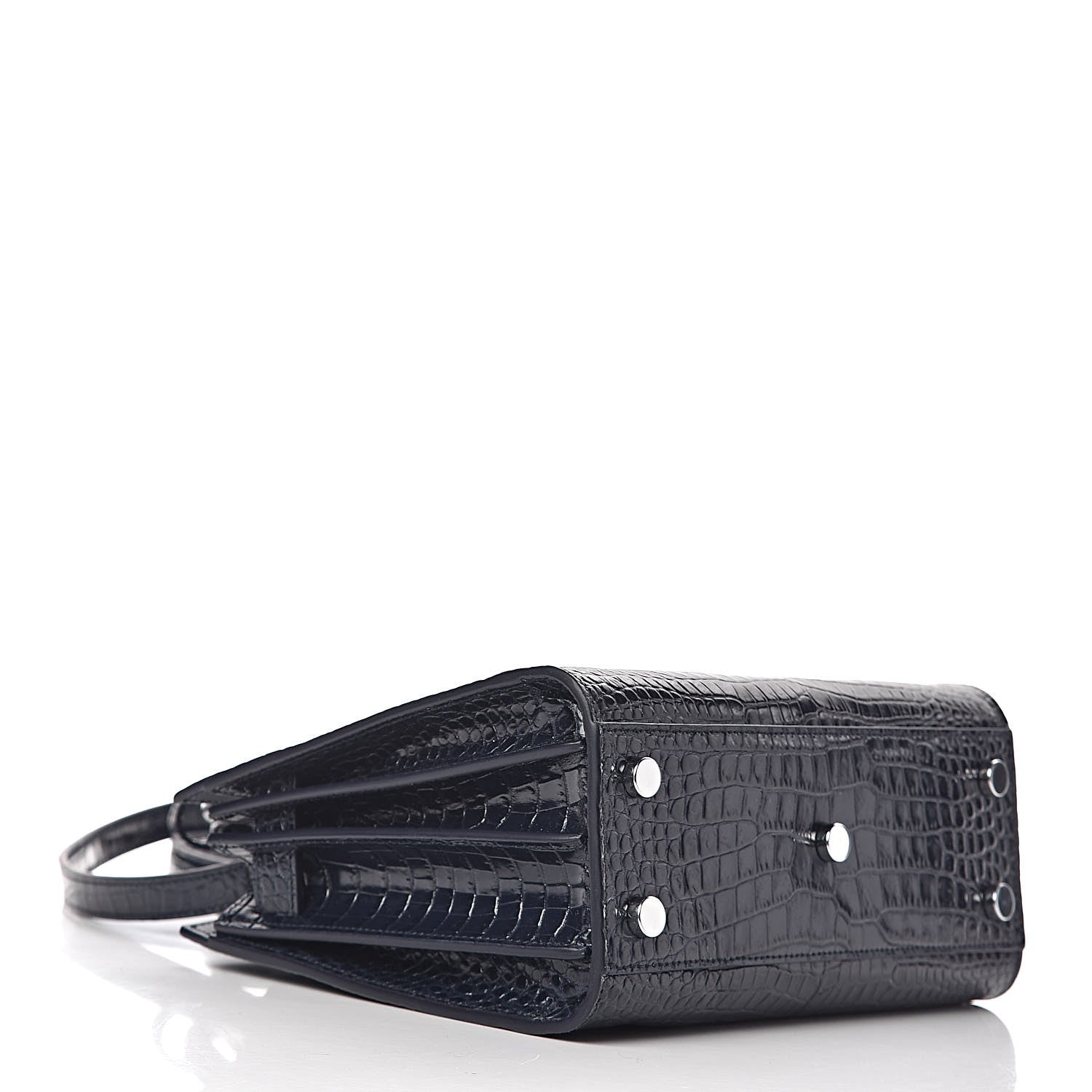 Saint Laurent Calfskin Crocodile Embossed Nano Sac De Jour Navy 4 of 11