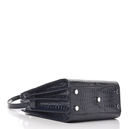 Saint Laurent Calfskin Crocodile Embossed Nano Sac De Jour Navy 4 of 11