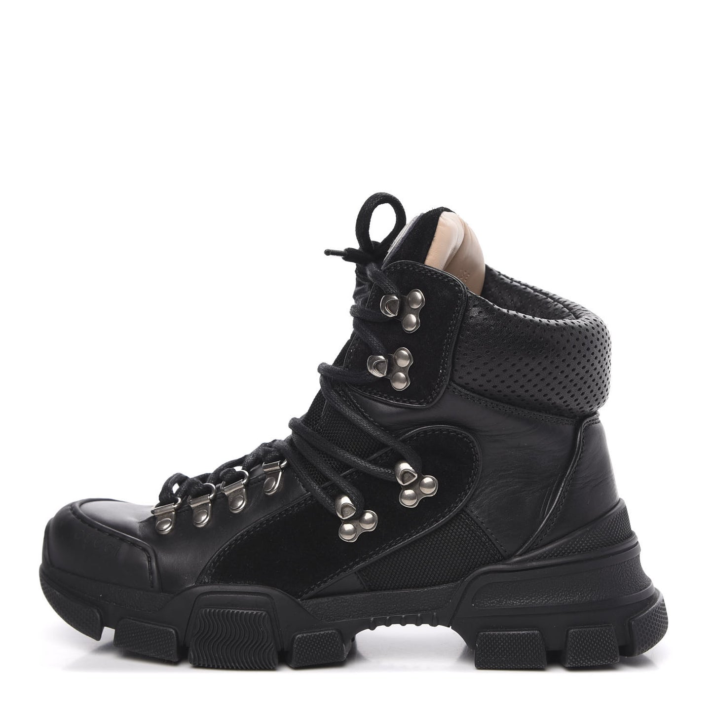 X SEGA Calfskin Suede Technical Canvas Womens Flashtrek High-Top Sneakers 37 Black