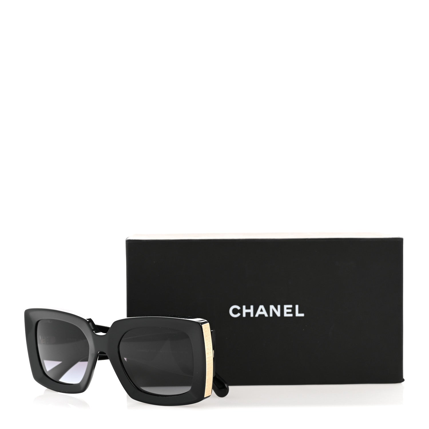 Chanel Acetate Rectangle Sunglasses 5435 Black 9 of 9