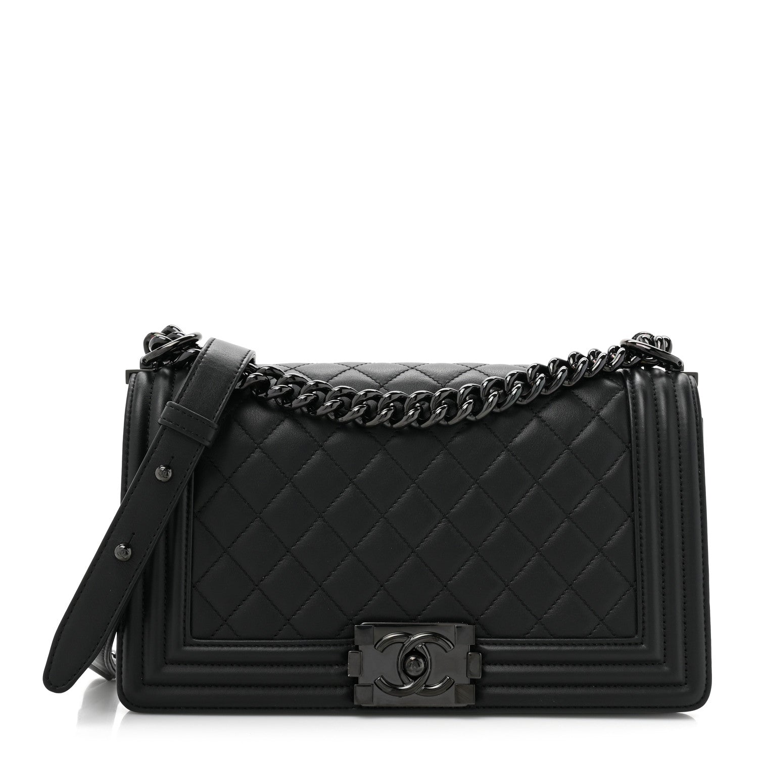 Chanel Calfskin Quilted Medium Boy Flap So Black 1 of 12