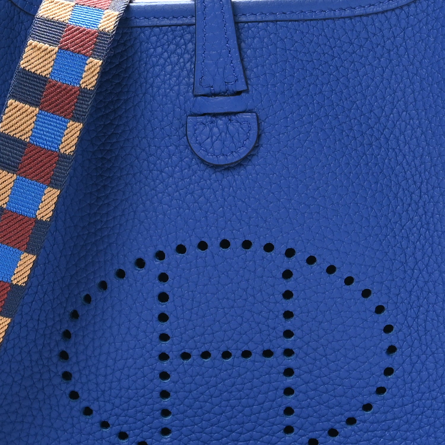 Hermes Taurillon Clemence Maxi Quadrille Evelyne TPM Royal Bleu Bleu Bill Biscuit Rouge H 8 of 11