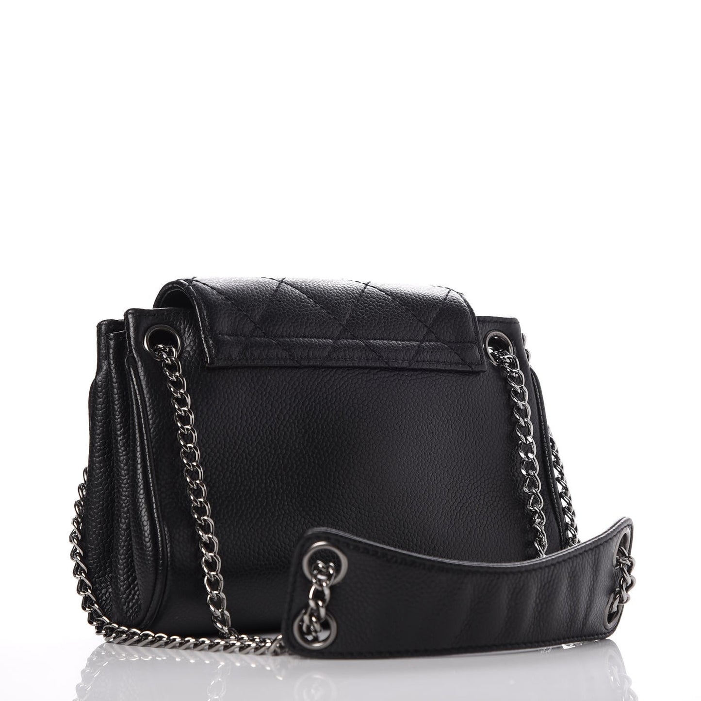 Caviar Small Accordion Flap Black